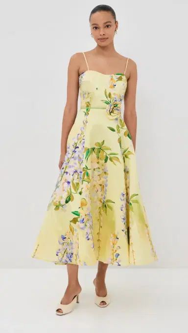 LEO LIN Mariela Linen Midi Dress Wisteria Print | Thumbnail 2
