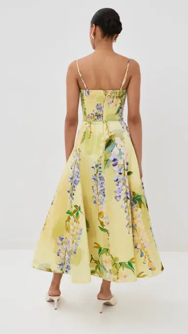 LEO LIN Mariela Linen Midi Dress Wisteria Print | Thumbnail 3