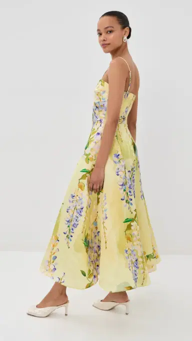 LEO LIN Mariela Linen Midi Dress Wisteria Print | Thumbnail 4