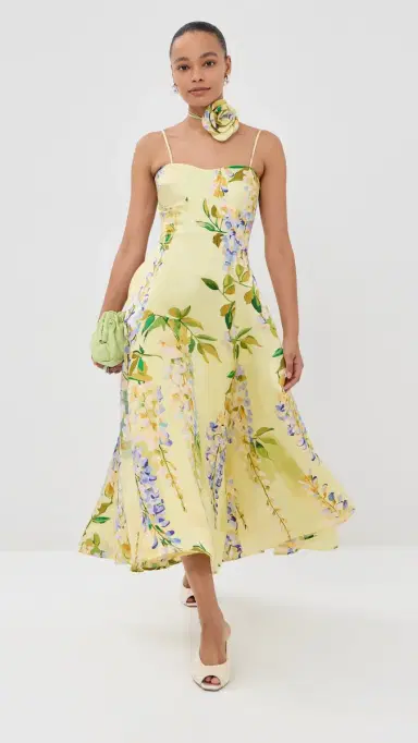 LEO LIN Mariela Linen Midi Dress Wisteria Print | Thumbnail 5
