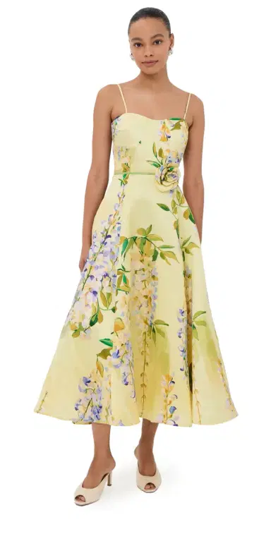 LEO LIN Mariela Linen Midi Dress Wisteria Print | Thumbnail 1