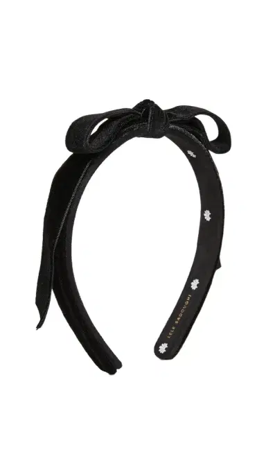 Lele Sadoughi Bardot Velvet Ribbon Slim Headband Jet | Thumbnail 1