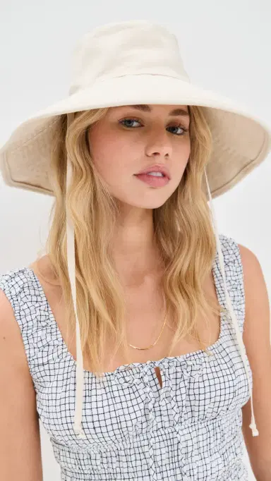 Hat Attack Livvy Canvas Sun Hat with Removable Twill Chinstrap Natural One Size | Thumbnail 3