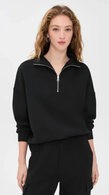 Varley Hawley Half-Zip Sweatshirt Black | Thumbnail 2