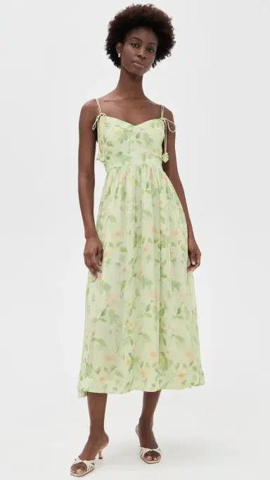 En Saison Paloma Midi Dress Sage Pink Yellow | Thumbnail 2 En Saison Paloma Midi Dress Sage Pink Yellow | Thumbnail 2