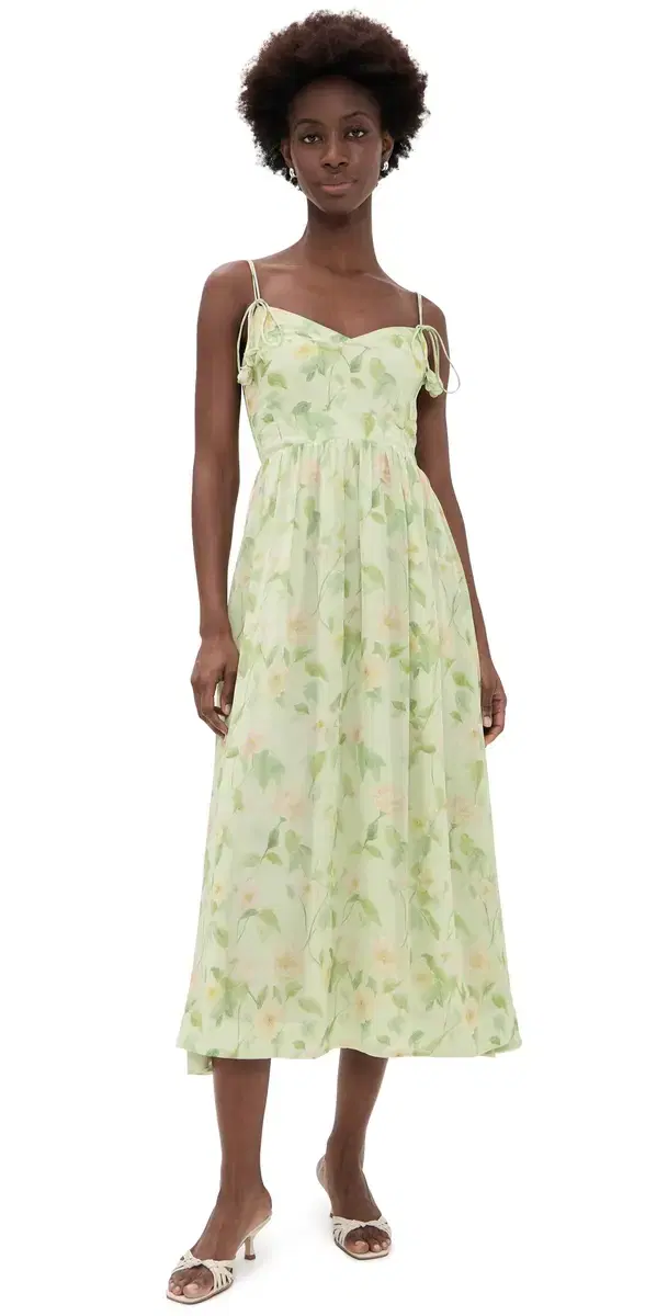 Paloma Midi Dress Sage Pink Yellow