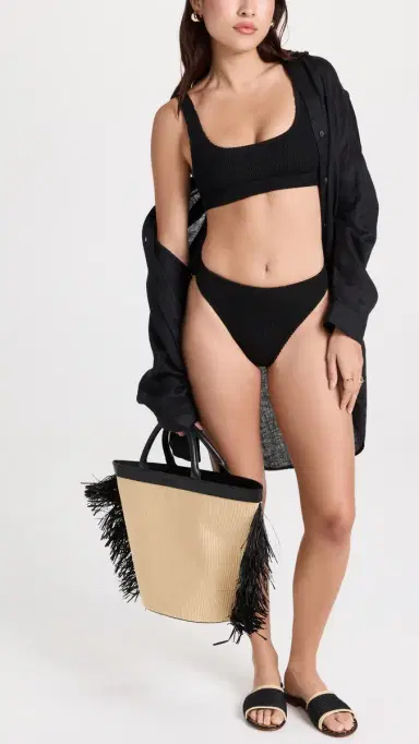 Good American Always Fits Scoop Bikini Top Black001 | Thumbnail 5