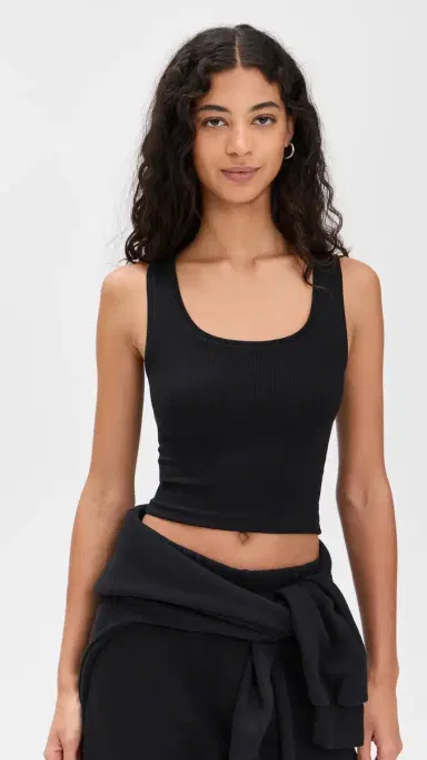 ÉTERNE Square Neck Tank Black | Thumbnail 2