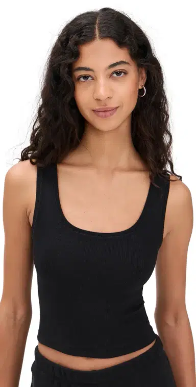 ÉTERNE Square Neck Tank Black | Thumbnail 1