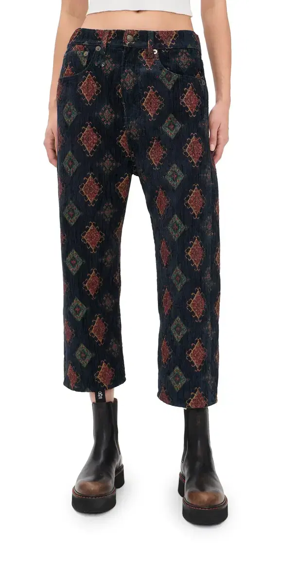 R13 Tailored Drop Jeans Navy Blue Jacquard