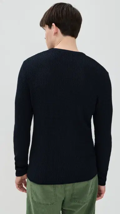 Billy Reid Mini Waffle Crew Sweater Midnight | Thumbnail 3 Billy Reid Mini Waffle Crew Sweater Midnight | Thumbnail 3