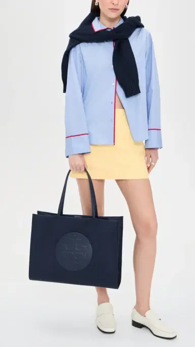 Tory Burch Ella Tote New Navy One Size | Thumbnail 3