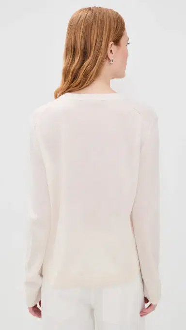 Jenni Kayne Flynn Cashmere V Neck Top Ivory S | Thumbnail 3