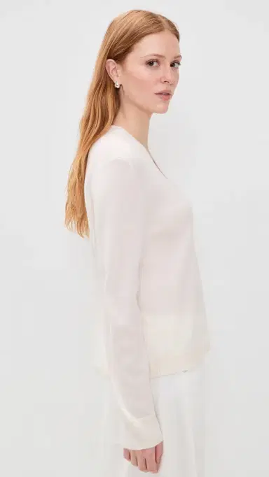 Jenni Kayne Flynn Cashmere V Neck Top Ivory S | Thumbnail 4