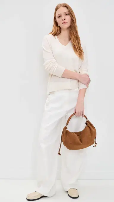 Jenni Kayne Flynn Cashmere V Neck Top Ivory S | Thumbnail 5