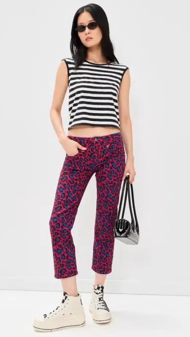R13 Pink Leopard Straight Jeans Fuchsia Leopard 25 | Thumbnail 2 R13 Pink Leopard Straight Jeans Fuchsia Leopard 25 | Thumbnail 2