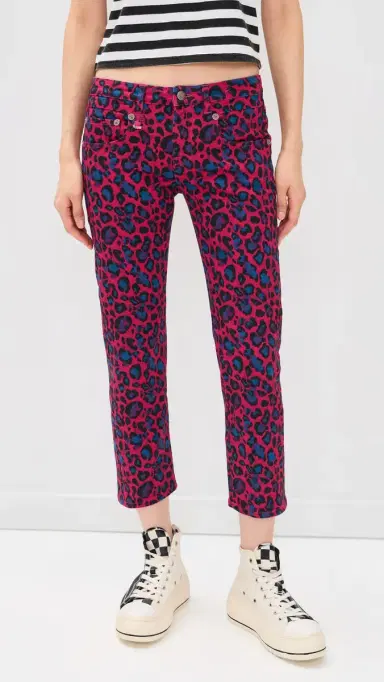 R13 Pink Leopard Straight Jeans Fuchsia Leopard 25 | Thumbnail 3 R13 Pink Leopard Straight Jeans Fuchsia Leopard 25 | Thumbnail 3
