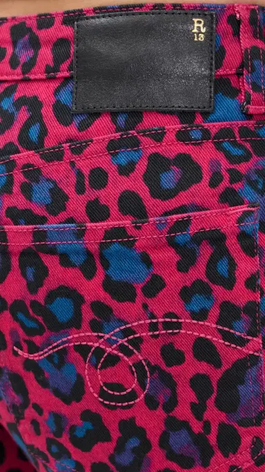 R13 Pink Leopard Straight Jeans Fuchsia Leopard 25 | Thumbnail 6 R13 Pink Leopard Straight Jeans Fuchsia Leopard 25 | Thumbnail 6
