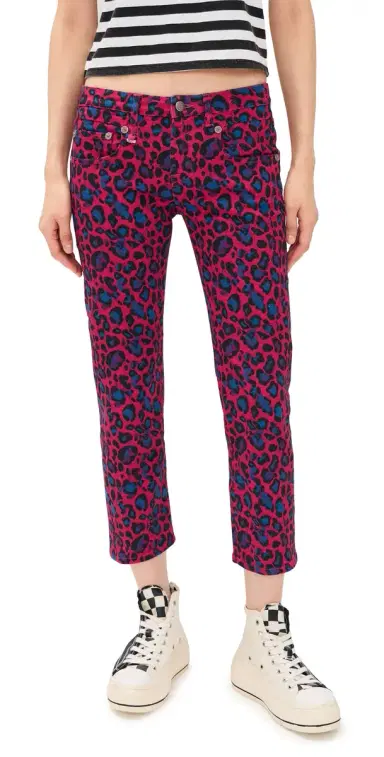 R13 Pink Leopard Straight Jeans Fuchsia Leopard 25 | Thumbnail 1 R13 Pink Leopard Straight Jeans Fuchsia Leopard 25 | Thumbnail 1
