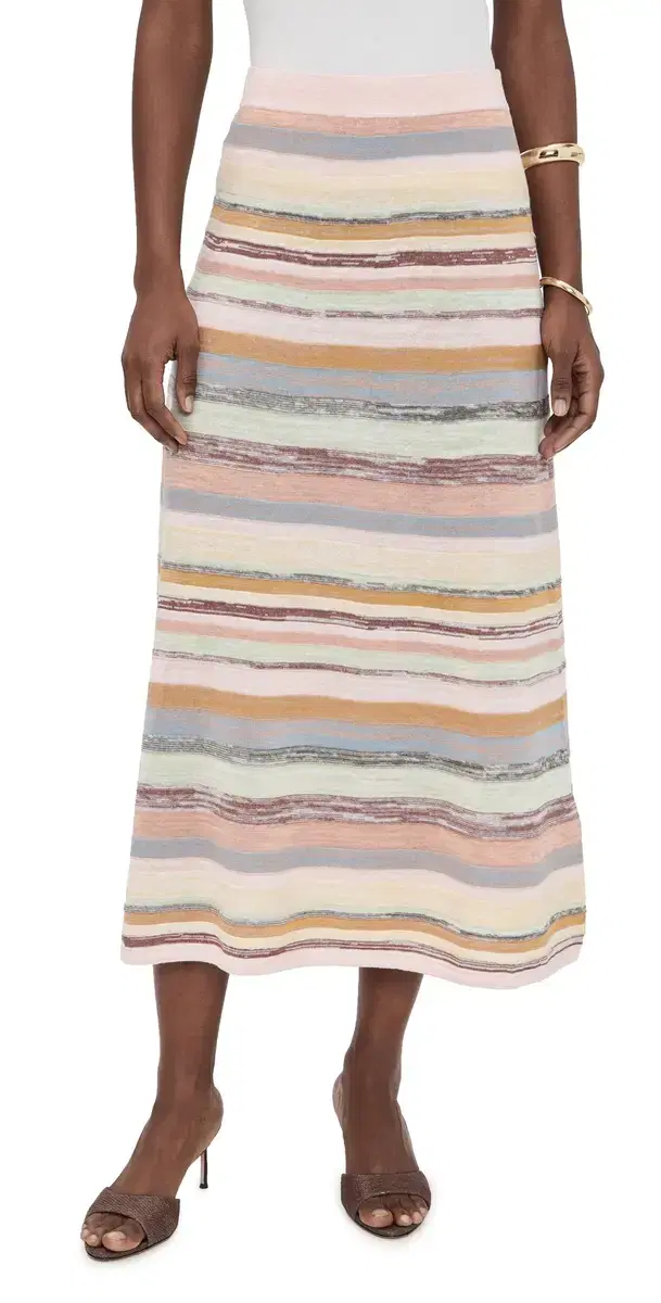 Luna Mouline Midi Skirt Multi Stripe