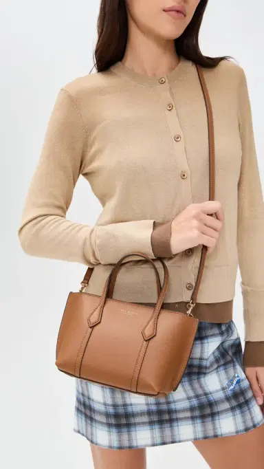 Tory Burch Perry Mini Tote Autumn Brown One Size | Thumbnail 3