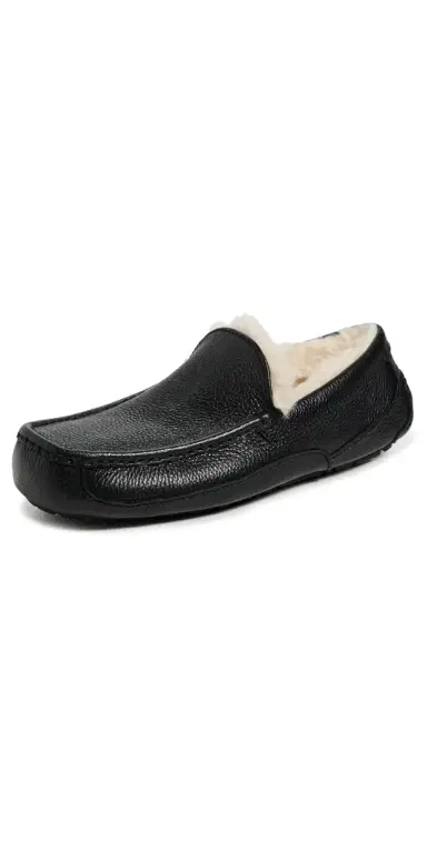 UGG Ascot Leather Slippers Black | Thumbnail 1