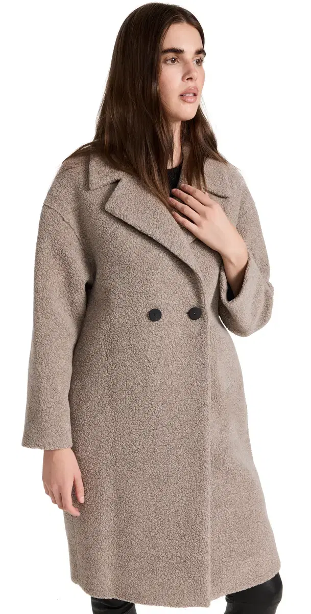 Harris Wharf London Dropped Shoulder Boucle Coat Taupe