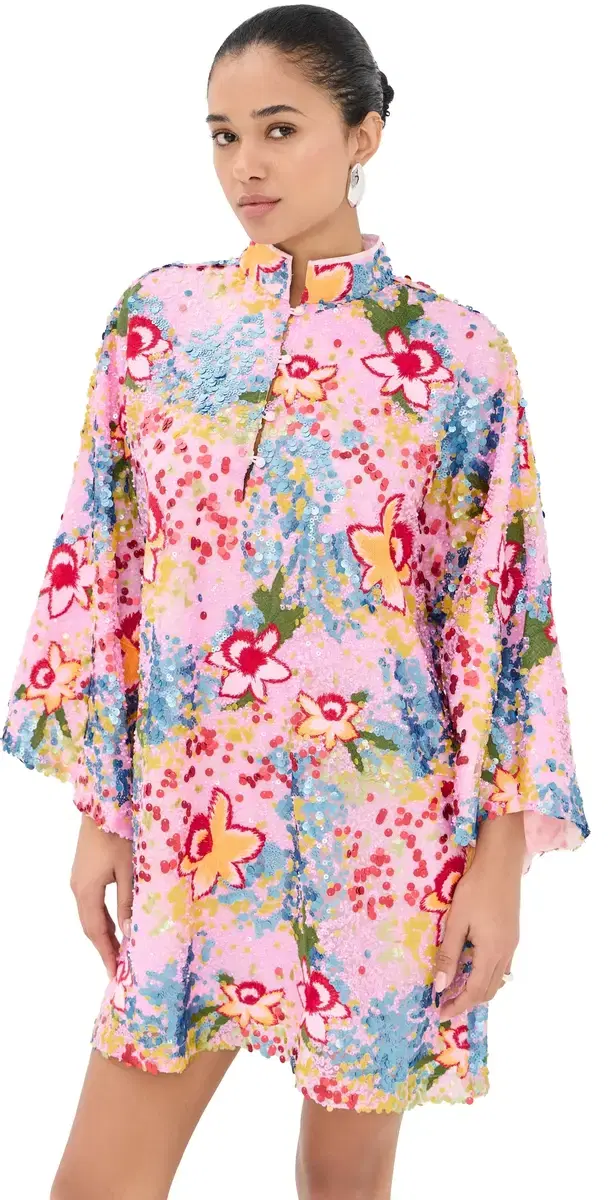 Sequin Mini Caftan Pink Multi One Size
