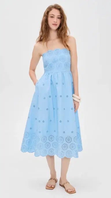 Playa Lucila Eyelet Midi Dress Baby Blue | Thumbnail 2 Playa Lucila Eyelet Midi Dress Baby Blue | Thumbnail 2