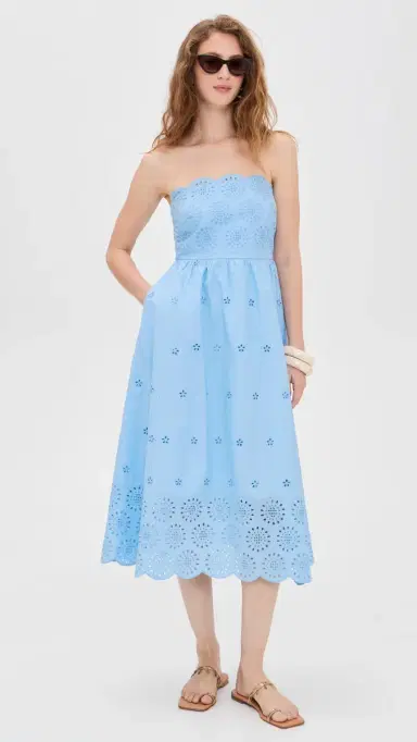 Playa Lucila Eyelet Midi Dress Baby Blue | Thumbnail 5 Playa Lucila Eyelet Midi Dress Baby Blue | Thumbnail 5