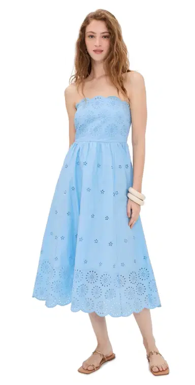 Playa Lucila Eyelet Midi Dress Baby Blue | Thumbnail 1 Playa Lucila Eyelet Midi Dress Baby Blue | Thumbnail 1