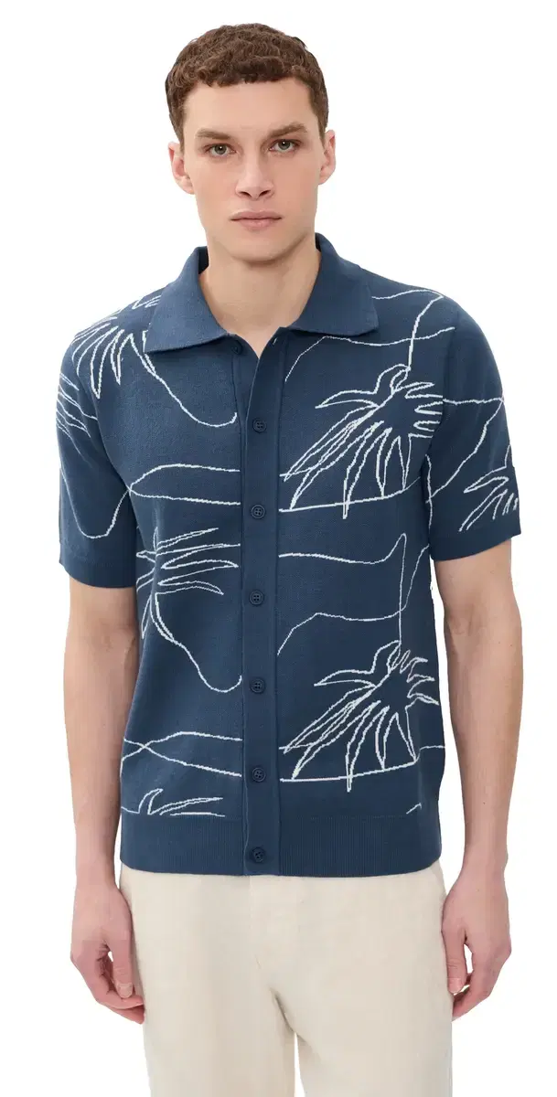 Far Afield The Palms Knit Collared hirt Blue
