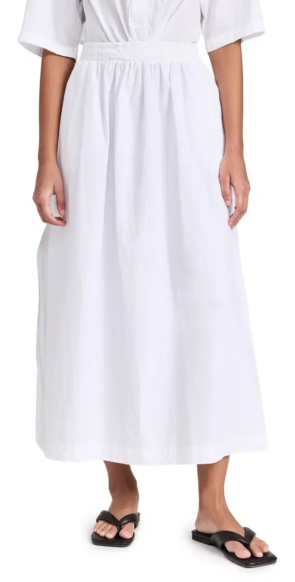 Fine Poplin Double Maxi Skirt White