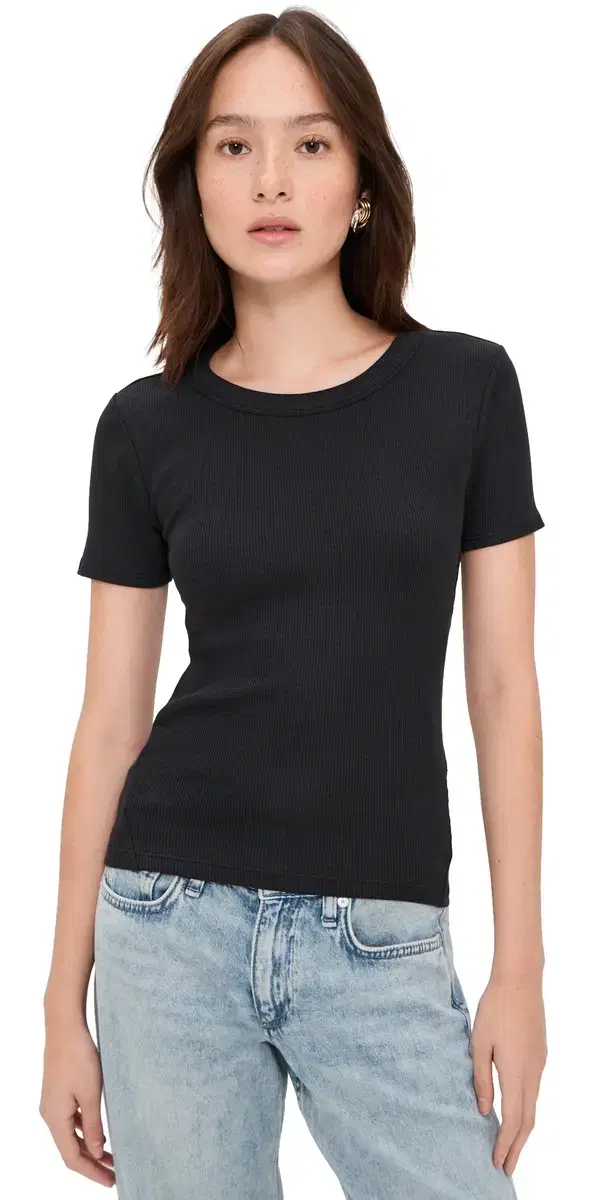 The Essential Rib hort leeve Crew Tee Black