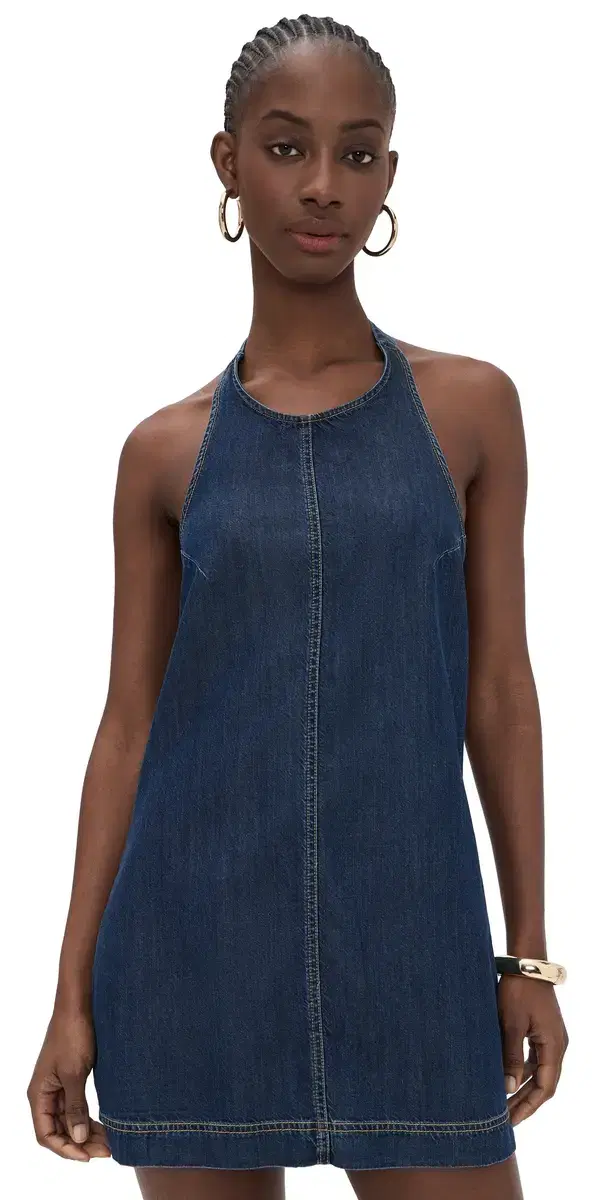 Denim Halter Shift Dress Indigo1187