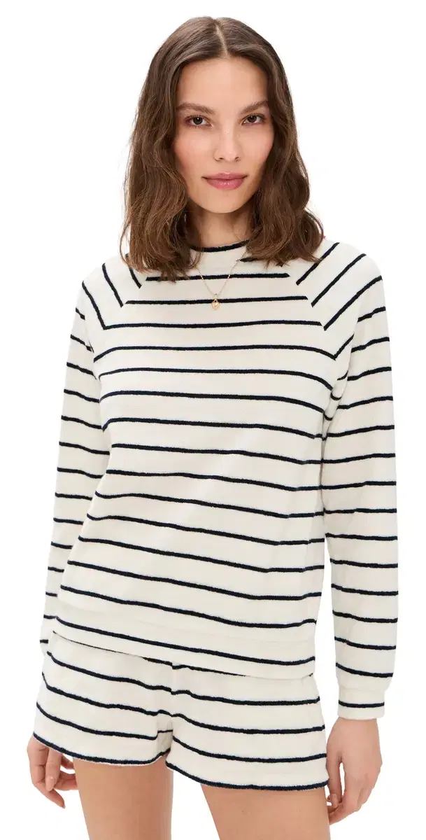 The Terry Franny Pullover Cream/Navy