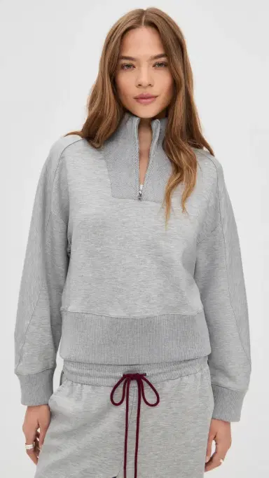 LE BOP Thea Quarter Zip Pullover Heather Grey L | Thumbnail 2