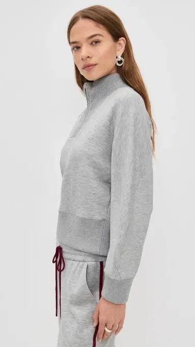 LE BOP Thea Quarter Zip Pullover Heather Grey L | Thumbnail 4