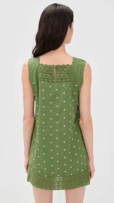 La Maregold Daisy Dress Solid Green w/ Pink Floral L | Thumbnail 3 La Maregold Daisy Dress Solid Green w/ Pink Floral L | Thumbnail 3