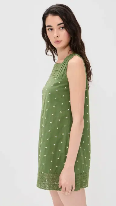 La Maregold Daisy Dress Solid Green w/ Pink Floral L | Thumbnail 4 La Maregold Daisy Dress Solid Green w/ Pink Floral L | Thumbnail 4