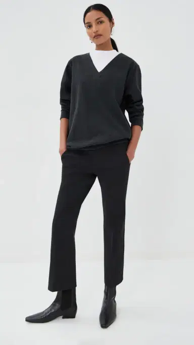 Tibi Compact Tech Knit Cropped Bootcut Pants Black | Thumbnail 2