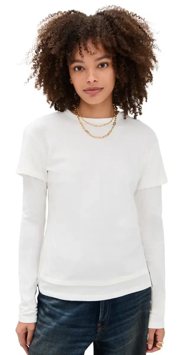 EB Denim Rory ayered ong Sleeve White