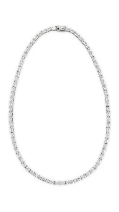 SHASHI Oval Tennis Necklace Silver One Size | Thumbnail 5 SHASHI Oval Tennis Necklace Silver One Size | Thumbnail 5