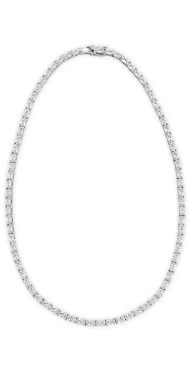 SHASHI Oval Tennis Necklace Silver One Size | Thumbnail 1 SHASHI Oval Tennis Necklace Silver One Size | Thumbnail 1
