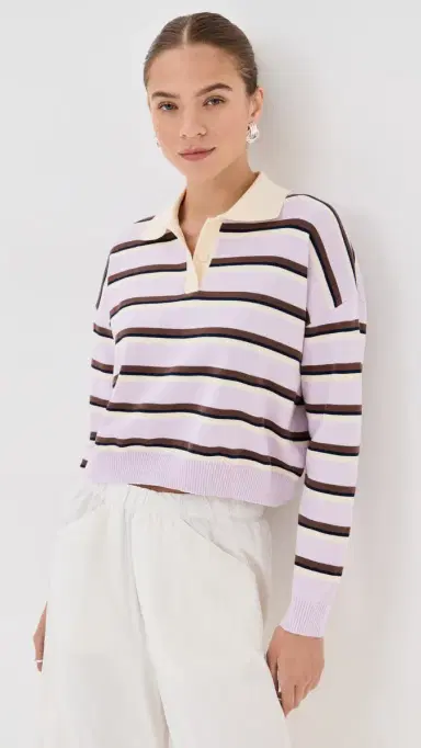 LE BOP Zadie Crop Polo Lilac tripe | Thumbnail 2 LE BOP Zadie Crop Polo Lilac tripe | Thumbnail 2
