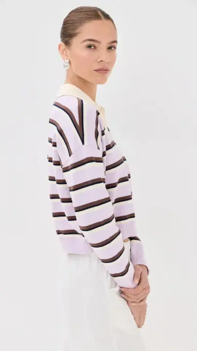 LE BOP Zadie Crop Polo Lilac tripe | Thumbnail 4 LE BOP Zadie Crop Polo Lilac tripe | Thumbnail 4