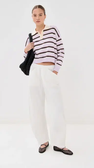LE BOP Zadie Crop Polo Lilac tripe | Thumbnail 5 LE BOP Zadie Crop Polo Lilac tripe | Thumbnail 5