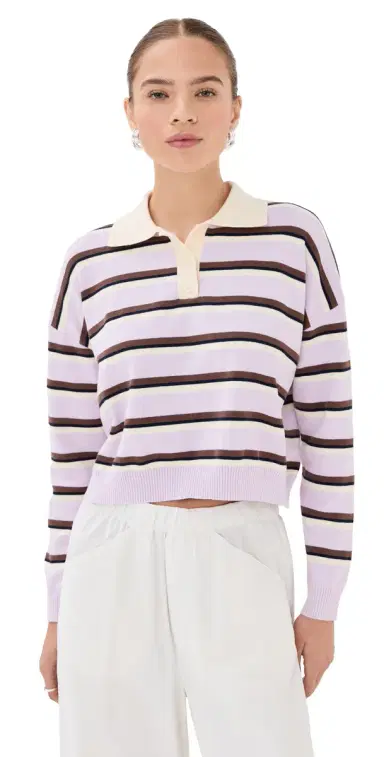 LE BOP Zadie Crop Polo Lilac tripe | Thumbnail 1 LE BOP Zadie Crop Polo Lilac tripe | Thumbnail 1