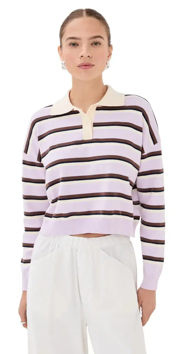 Zadie Crop Polo Lilac tripe