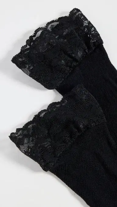 Stems Floral Fishnet Socks Black One Size | Thumbnail 5